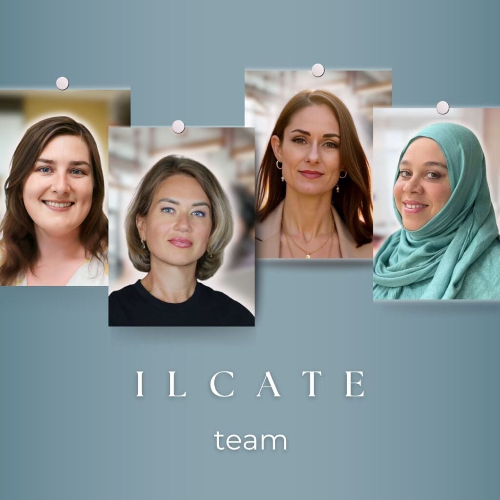 ILCATE team members showcasing personalized mentorship and coaching expertise, with diverse backgrounds and expressions of support for Elevate program participants.